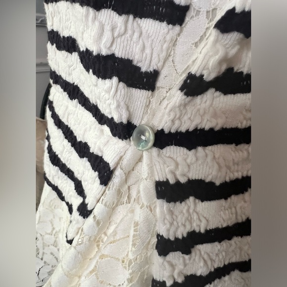 Anthropologie Postmark Bkack and White Striped Lace Cardigan - Picture 14 of 15
